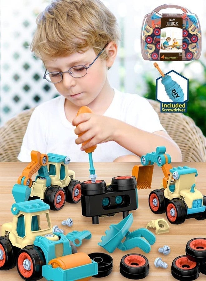 SID MAGIC 4-in-1 Take Apart Construction Vehicles Toy Set - Push & Go Engineering Trucks with Screwdriver for Kids Ages 3+ (Random Color Will be Sent) - Image 5